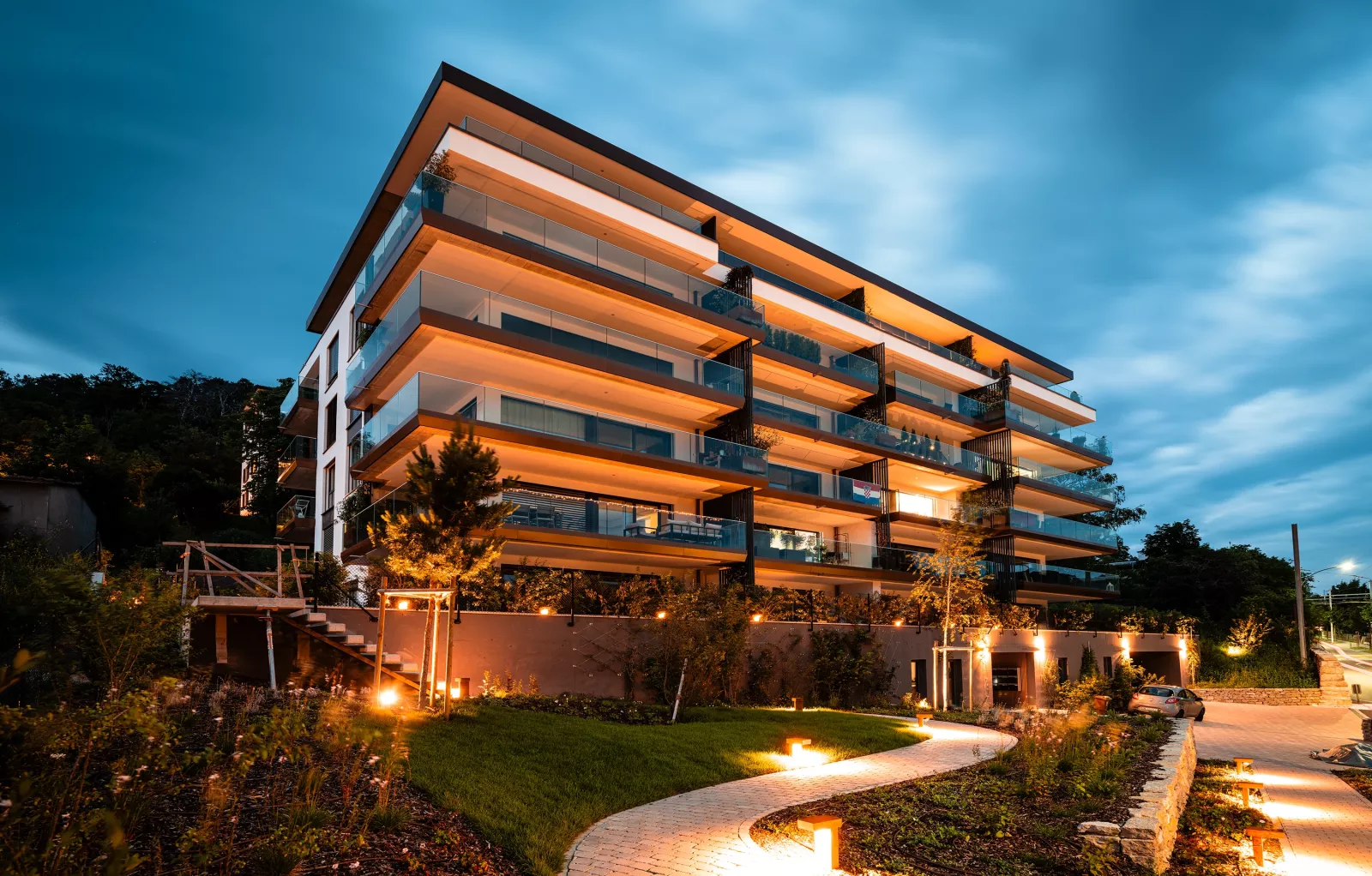 Immeuble Neuchâtel vue de nuit